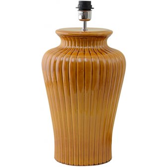 Dekoracyjna lampa ceramiczna Dahlia musztardowa podstawa